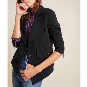 Black Sylvia Surin Ponte Knit Moto Blazer Jacket